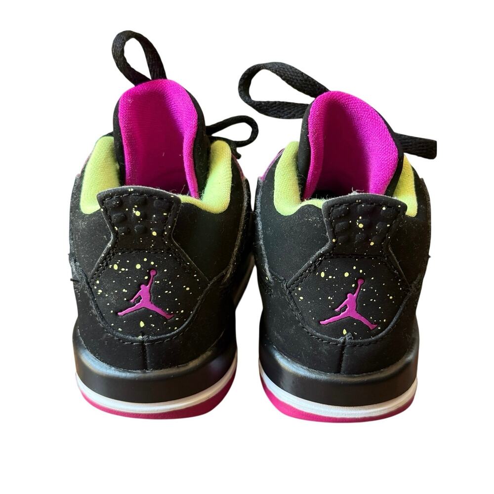 Nike Air Jordan 4 Retro Fuchsia Flash Black Pink Toddler Girls Shoes Size 6C - Picture 13 of 14